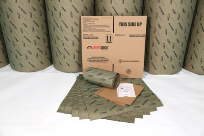 PACT Themo Shield is a lightweight, fire-suppressant wrap made from 100% recycled paper and coated with a proprietary organic ink that controls thermal runaway in electronics, which causes severe harm to the environment.