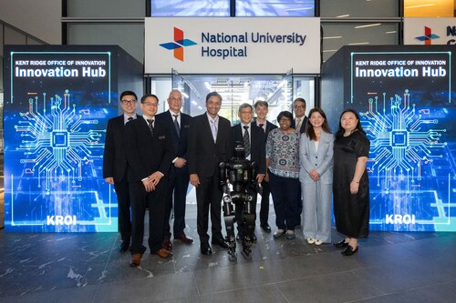 The launch of the NUH Innovation Hub was officiated by Mr Dinesh Vasu Dash (fourth from left), Minister of State at the Ministry of Culture, Community and Youth & Ministry of Manpower. The Hub is a key milestone in the NUHS cluster's collective push to accelerate transformation.