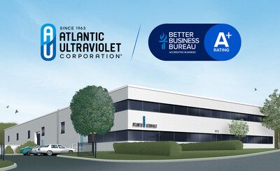 Atlantic Ultraviolet Corporation's building and logo, along with Better Business Bureau logo