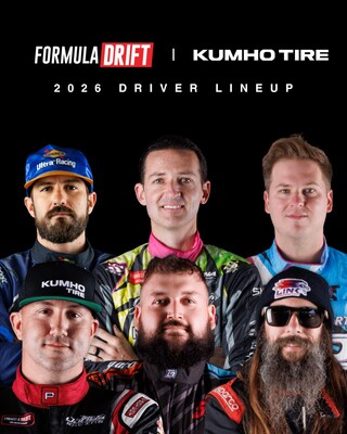 Ryan Litteral, Rome Charpentier, Cody Buchanan, Jeff Jones, Jack Shanahan, and Andy Hateley will Represent “Team KUMHO” for the 2026 Formula DRIFT PRO Championship