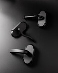 Three sculptural matte black levers—Cannon, Crescent, and Palisade—explore form and movement, bringing bold architectural expression to modern door hardware.