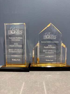 Wellen Park award trophies (CNW Group/Mattamy Homes Limited)