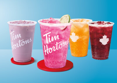 This year’s Tim Hortons® cold beverage lineup for the spring and summer includes the Raspberry Mojito Zero Sugar Sparkling Quencher, Protein Quenchers®, and Caramel Churro drinks (CNW Group/Tim Hortons)