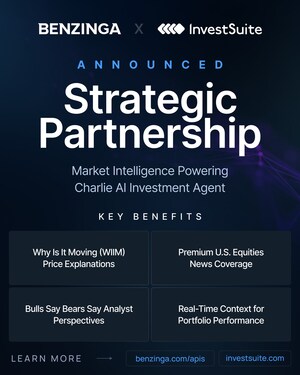 Benzinga Provides Market Intelligence Data for InvestSuite's Charlie AI Investment Agent