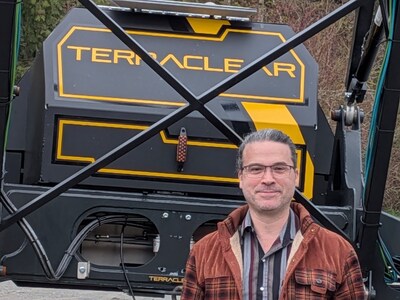 Eric Rombokas standing in front of TerraScout, the autonomous field scout engineered to capture ultra-high-resolution ground imagery and produce real-time prescriptions for multiple field challenges including weeds, rocks, and more. Eric Rombokas standing in front of TerraScout, the autonomous field scout engineered to capture ultra-high-resolution ground imagery and produce real-time prescriptions for multiple field challenges including weeds, rocks, and more.