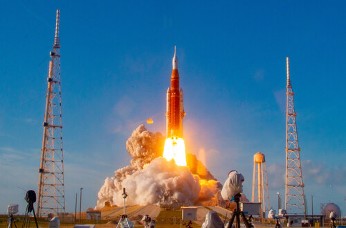 Artemis II launched from Kennedy Space Center on April 1, 2026 at 6:35 p.m. ET (Boeing Photo).