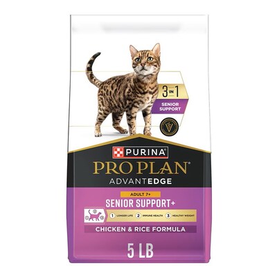 Purina Pro Plan AdvantEDGE Senior Support Plus dry cat food delivers Pro Plan’s most advanced nutrition, providing 3-in-1 Senior Support for older cats.