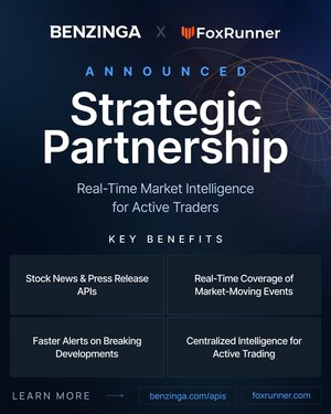 Benzinga and FoxRunner Establish Data Relationship to Enhance Real-Time Market Intelligence for Active Traders
