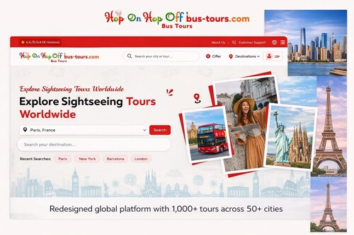 A refreshed platform to explore sightseeing tours worldwide, featuring 1,000+ experiences across 50+ cities, including convenient hop-on hop-off bus tours, all in a seamless, user-friendly interface.