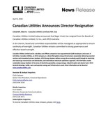 Canadian Utilities Announces Director Resignation