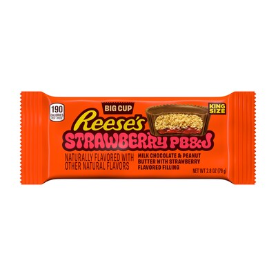 Reese's Strawberry PB&J is returning to shelves for the first time since 2025. The product has a layer of classic peanut butter along with a layer of strawberry flavored filling.