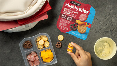 Sargento Mighty Bites™ lunch snack kits give kids and adults the freedom to mix, match, and stack their own bites, featuring unique mini pieces of meat, cheese, and beloved brand-name crackers. Sargento Mighty Bites™ lunch snack kits give kids and adults the freedom to mix, match, and stack their own bites, featuring unique mini pieces of meat, cheese, and beloved brand-name crackers.