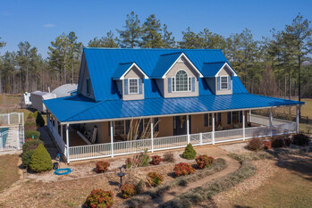 The Elite Series Standing Seam roof in Hawaiian Blue.