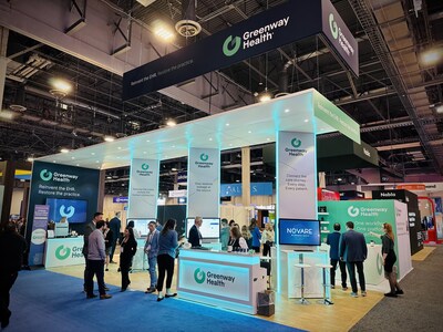 Greenway Health took home "Best of Show" for large booths at HIMSS 2026. Judges were impressed with the booth's open space, unique green tones, and quiet back areas.