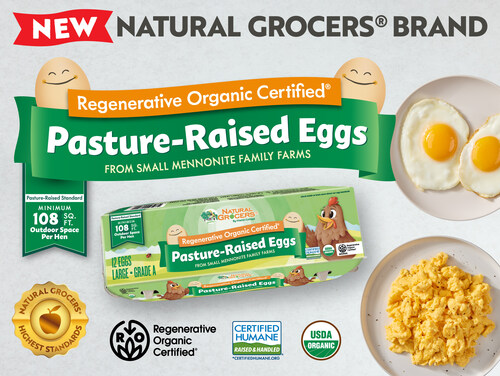 Natural Grocers® Brand Regenerative Organic Certified® Pasture-Raised Eggs meet industry-leading standards for soil health, animal welfare and farmworker fairness.