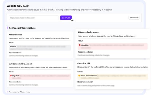 VisiGEO's Website GEO Audit