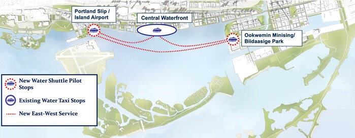 East-West Water Shuttle Pilot Stops. (CNW Group/Waterfront Toronto)