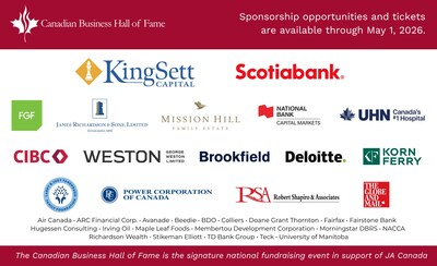 Current 2026 Sponsors of Canadian Business Hall of Fame Induction Ceremony and Celebration (CNW Group/Canadian Business Hall of Fame)