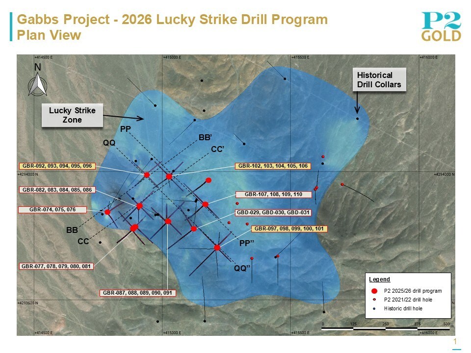 Lucky Strike Plan View (CNW Group/P2 Gold Inc.)