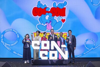 Ms. Lovinia Chiu, Founder, Chairwoman of the Board and Chief Executive Officer of Medialink Group Limited (third from left); Dr. Bernard Chan Pak-li, JP, Under Secretary for Commerce and Economic Development of the Government of the Hong Kong SAR (fourth from left); Mr. Andy Lam Siu-hong, JP, Deputy Secretary for Commerce and Economic Development of the Government of the Hong Kong SAR (first from right); Mr. David Wong Fuk-loi, JP, Director of Intellectual Property of the Government of the Hong Kong SAR (second from right); Ms. Enid Low, Chief Strategy Officer of AsiaWorld Expo Management Limited (first from left); and celebrity guest Mr. Philip Ng (second from left), officiated at the opening of CON-CON® HONG KONG 2026. Ms. Lovinia Chiu, Founder, Chairwoman of the Board and Chief Executive Officer of Medialink Group Limited (third from left); Dr. Bernard Chan Pak-li, JP, Under Secretary for Commerce and Economic Development of the Government of the Hong Kong SAR (fourth from left); Mr. Andy Lam Siu-hong, JP, Deputy Secretary for Commerce and Economic Development of the Government of the Hong Kong SAR (first from right); Mr. David Wong Fuk-loi, JP, Director of Intellectual Property of the Government of the Hong Kong SAR (second from right); Ms. Enid Low, Chief Strategy Officer of AsiaWorld Expo Management Limited (first from left); and celebrity guest Mr. Philip Ng (second from left), officiated at the opening of CON-CON® HONG KONG 2026.