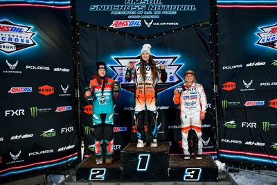 A Podium sweep for Ski-Doo riders with Victoria Dillion, Naeli Lebel and Kendall Rose on Friday, at the ISOC Snocross National in Duluth, Minnesota. (CNW Group/BRP Inc.) A Podium sweep for Ski-Doo riders with Victoria Dillion, Naeli Lebel and Kendall Rose on Friday, at the ISOC Snocross National in Duluth, Minnesota. (CNW Group/BRP Inc.)