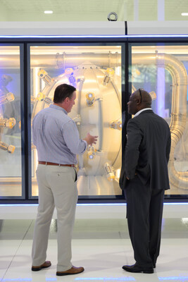 Guests at AMPERA’s grand opening event get a firsthand look at the next-generation micronuclear technology. Guests at AMPERA’s grand opening event get a firsthand look at the next-generation micronuclear technology.