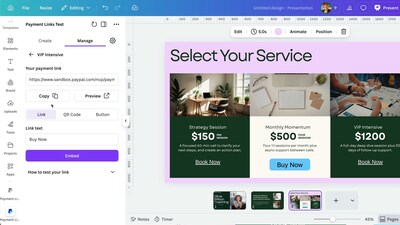 PayPal Payment Links in Canva Example