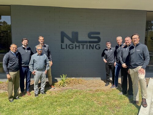 Left to right: Syed Raza, Senior Vice President, NLS Lighting; Maximilien Schréder, Schréder Family; Bill Hein, Founder, NLS Lighting; Nicolas Keutgen, Schréder Family; Ryan Goldstein, President, NLS Lighting; Renaud Gryspeerdt, Schréder Family; Steve Mills, President, Schréder North America; Olivier Chapelle, Chairman, Schréder Group.