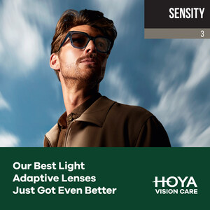 HOYA Vision Care Announces Sensity® 3, the Third Generation of Sensity® Light-Adaptive Lenses, Addressing Patients' Desire for Longer Activation Life and Color Stability