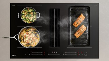 LG Built-in Hood Integrated Induction Cooktop combines powerful ventilation, space-saving design and precise heat control for modern open kitchens.