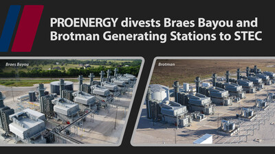 PROENERGY has closed an agreement to divest Braes Bayou and Brotman Generating Stations in the Electric Reliability Council of Texas, Inc. (ERCOT) market to South Texas Electric Cooperative, Inc. (STEC).