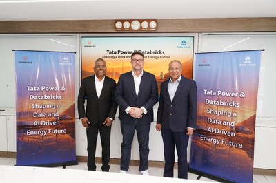 Left to right:  Kamalkanth Tummala, Managing Director–India, Databricks; Nick Eayrs, VP Field Engineering–APJ, Databricks; and Dr. Praveer Sinha, CEO & MD, Tata Power, at the announcement of the Databricks and Tata Power partnership to build a future-ready data and AI platform to accelerate the energy transition across Tata Power’s business clusters.
