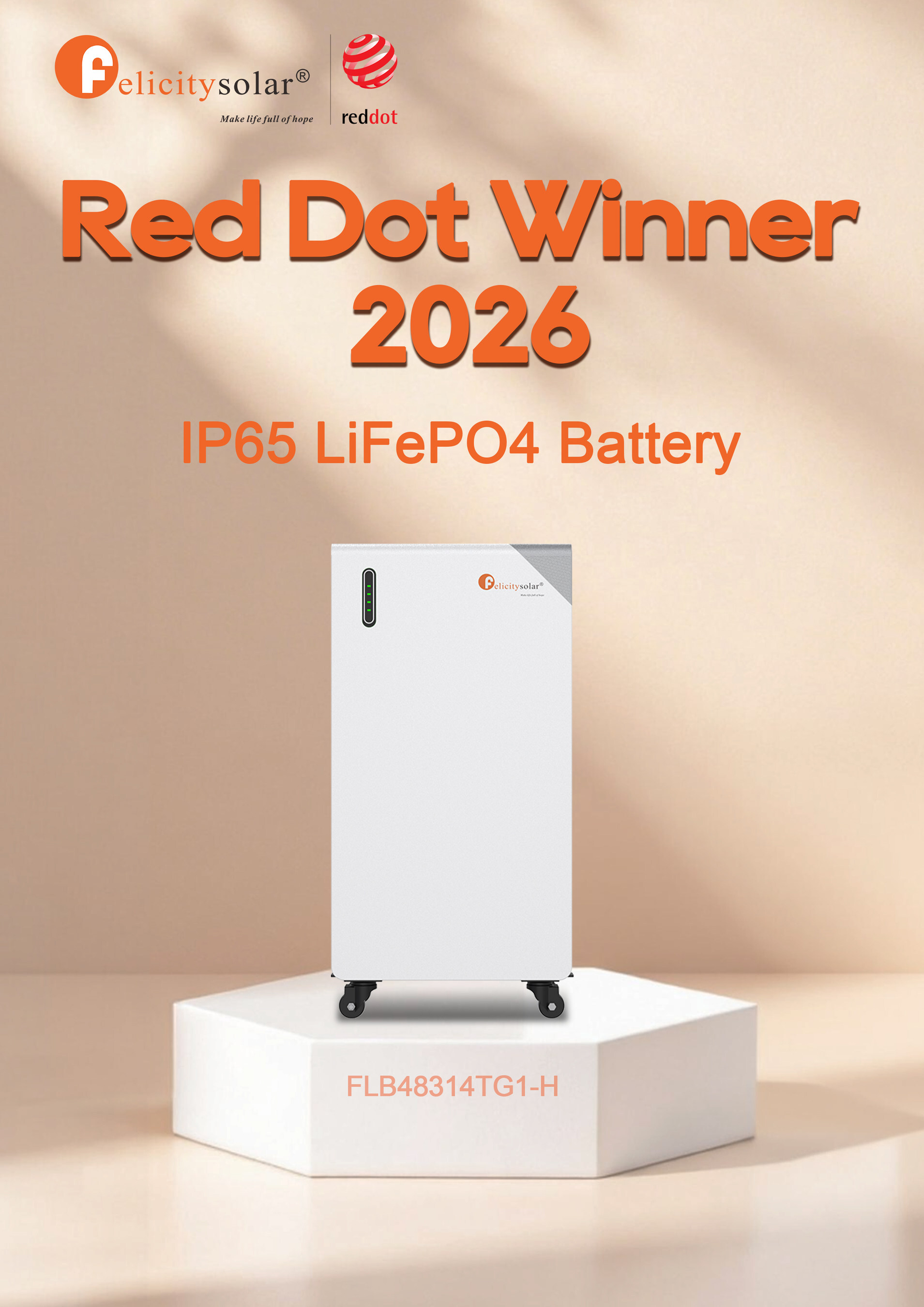 Felicitysolar's Residential LiFePO4 Battery FLB48314TG1-H Wins 2026 Red Dot Design Award