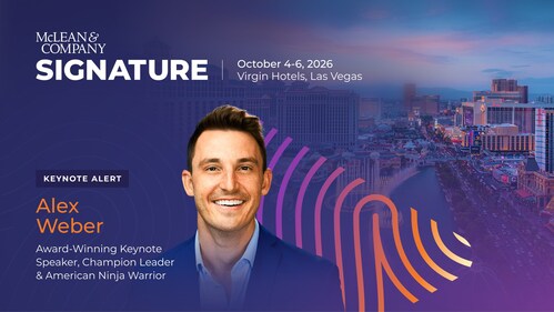 Alex Weber will speak at McLean & Company’s Signature 2026 conference, as the firm also unveils the event agenda, taking place October 4–6 at Virgin Hotels Las Vegas. (CNW Group/McLean & Company)