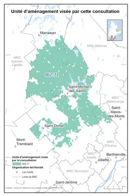 Aménagement forestier dans Lanaudière - Prolongation de la consultation publique (Groupe CNW/Ministère des Ressources naturelles et des Forêts) Aménagement forestier dans Lanaudière - Prolongation de la consultation publique (Groupe CNW/Ministère des Ressources naturelles et des Forêts)