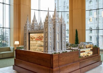 An interactive scale model of the Salt Lake Temple is located inside the east wing of the Temple Square Visitors' Center in Salt Lake City, Utah.