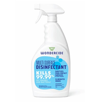 Wondercide Multi-Surface Disinfectant: kills 99.9% of germs.