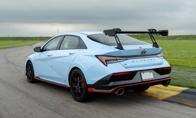 Hyundai Elantra N TCR Edition pre-production model is depicted. Hyundai Elantra N TCR Edition pre-production model is depicted.