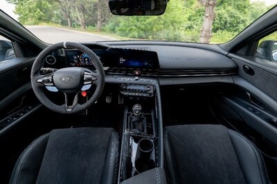 Hyundai Elantra N TCR Edition pre-production model interior is depicted. Hyundai Elantra N TCR Edition pre-production model interior is depicted.