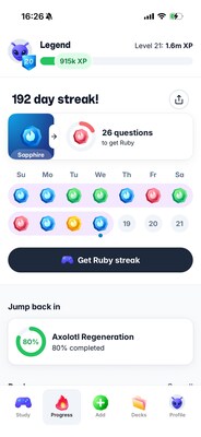 Gizmo's progress tab, where users get on streaks