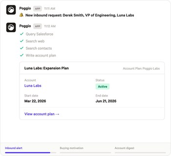 Poggio delivers real-time account intelligence direct to sellers in Slack