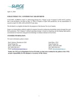 SURGE ENERGY INC. CONFIRMS MAY 2026 DIVIDEND (CNW Group/Surge Energy Inc.)