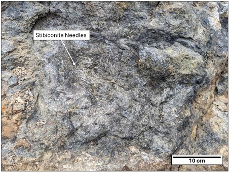Figure 1: Rock outcrop in the Merrimac Mine with stibiconite (Sb3O6(OH)) at the Taylor Project, White Pine County, Nevada (CNW Group/A2 Gold Corp) Figure 1: Rock outcrop in the Merrimac Mine with stibiconite (Sb3O6(OH)) at the Taylor Project, White Pine County, Nevada (CNW Group/A2 Gold Corp)
