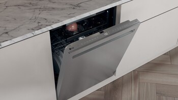LG Built-in Dishwasher features the AI SenseClean™, delivering more tailored operation and efficient performance, while a hidden LED display and interior light enhance usability. LG Built-in Dishwasher features the AI SenseClean™, delivering more tailored operation and efficient performance, while a hidden LED display and interior light enhance usability.