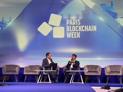 Ben Zhou, Co-founder and CEO of Bybit, speaks with Brian McGleenon of BeInCrypto during a fireside chat at Paris Blockchain Week 2026 on April 15, 2026. (PRNewsfoto/Bybit) Ben Zhou, Co-founder and CEO of Bybit, speaks with Brian McGleenon of BeInCrypto during a fireside chat at Paris Blockchain Week 2026 on April 15, 2026. (PRNewsfoto/Bybit)