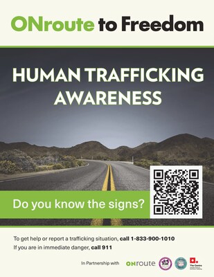 Human trafficking awareness poster -- ONroute & Timea's Cause (CNW Group/Timea's Cause)