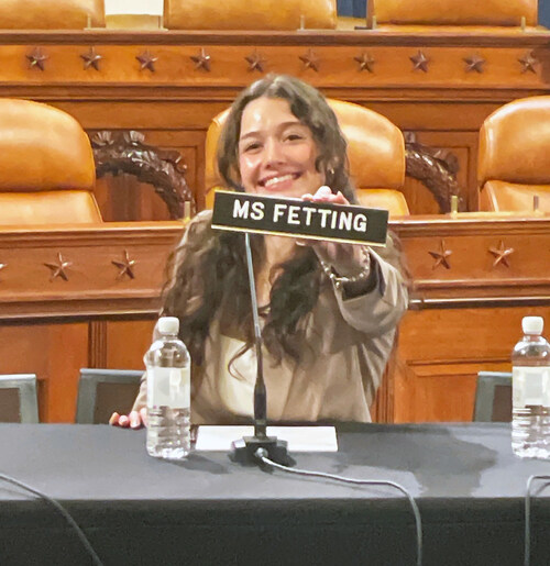FosterClub Lived Experience Leader Jocelyn Fetting, age 22 of Illinois, prepares to testify to Members of Congress