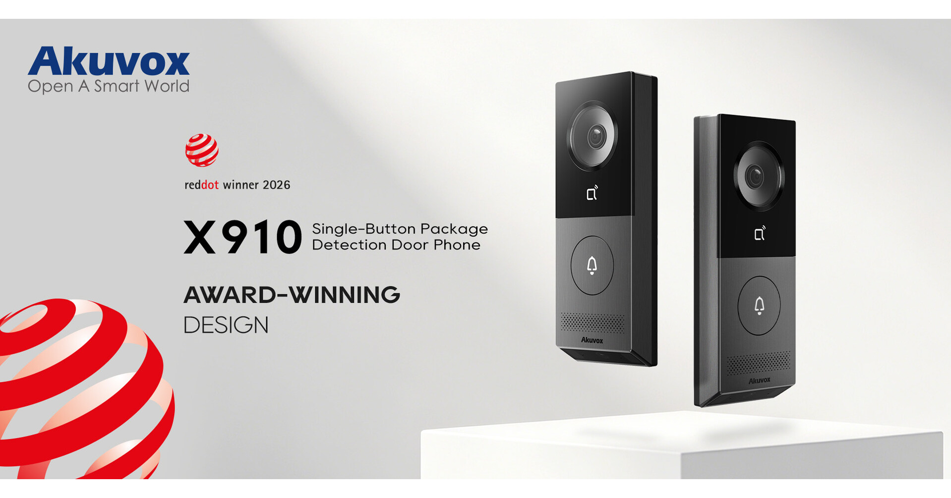 Akuvox X910 erh&auml;lt Red Dot Award 2026: weltweit erste KI-gesteuerte intelligente Gegensprechanlage mit Paketerkennung revolutioniert den Zugang zu Luxuswohnungen
