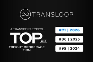 TransLoop Ranks #71 on 2026 Transport Topics' Top 100 Freight Brokerage List, climbing 15 spots from 2025