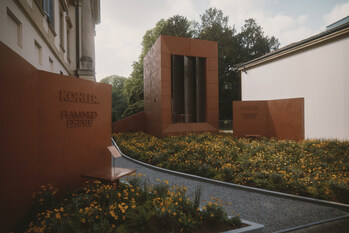 The Bathhouse by Kohler and Flamingo Estate set within the courtyard of the Padiglione d’Arte Contemporanea (Via Palestro, 14)